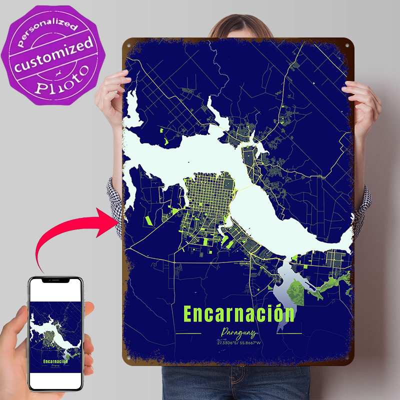 Custom Map Poster - Dekoracje Encarnación, artykuły dekoracyjne do domu,