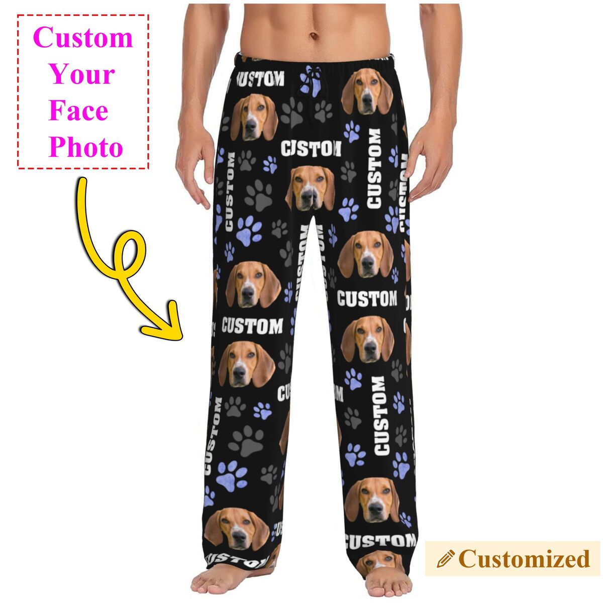 Pet Portrait Custom - Męskie spodnie do spania z własnym