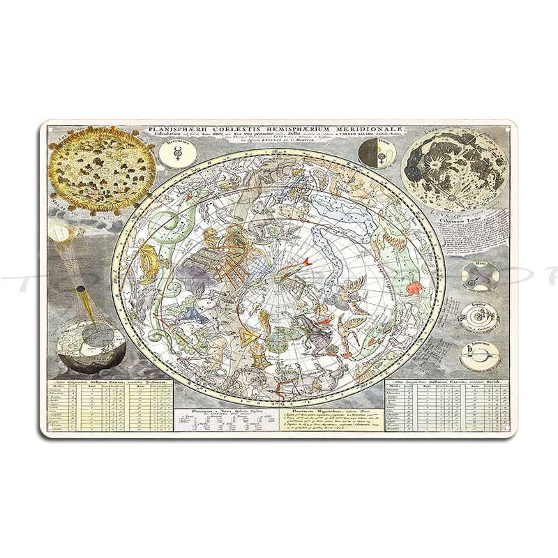 Custom Star Map - Mapa Gwiazd Południowego Nieba Metalowy Znak