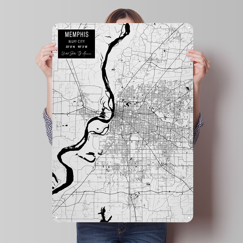 Custom Map Poster - Memphis TN USA Tabliczki z blachy