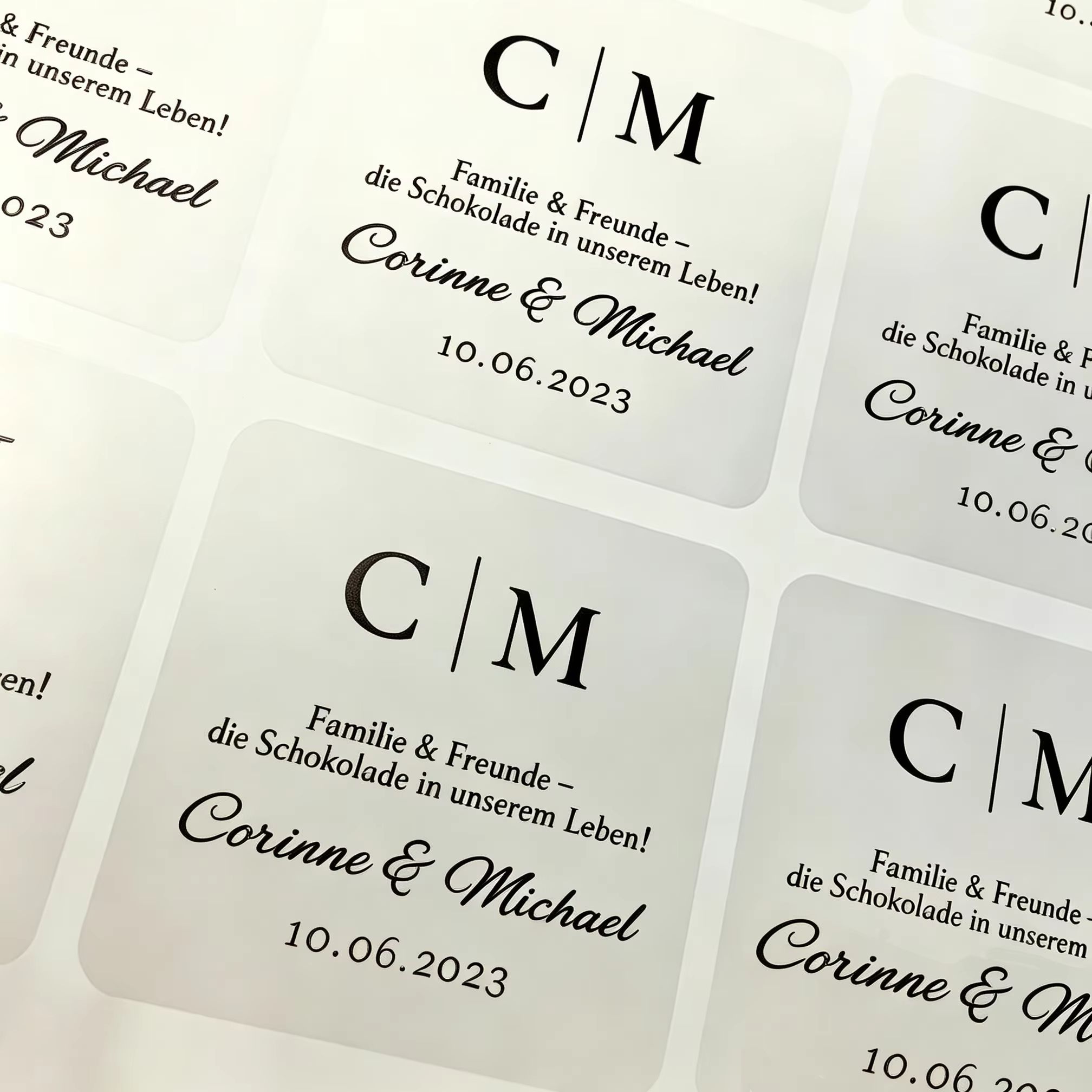 Personalised Candle Label - 100 sztuk personalizowanych naklejek ślubnych, przezroczyste