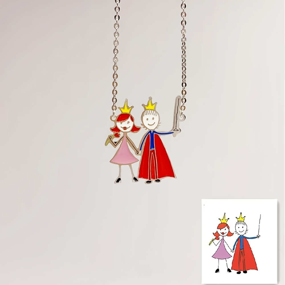Name Necklace Custom - Pamiątki dla dzieci, ręcznie robione rysunki,