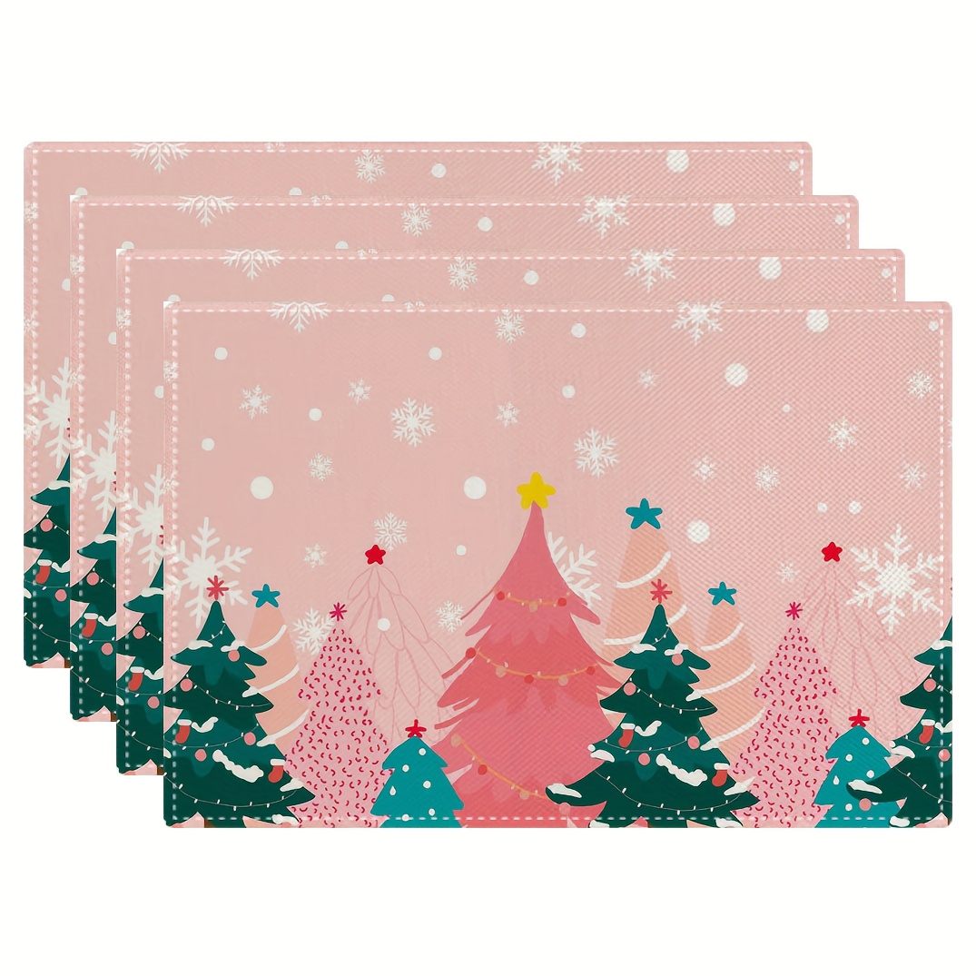 Family Tree Print - Różowe podkładki na stół z nadrukiem