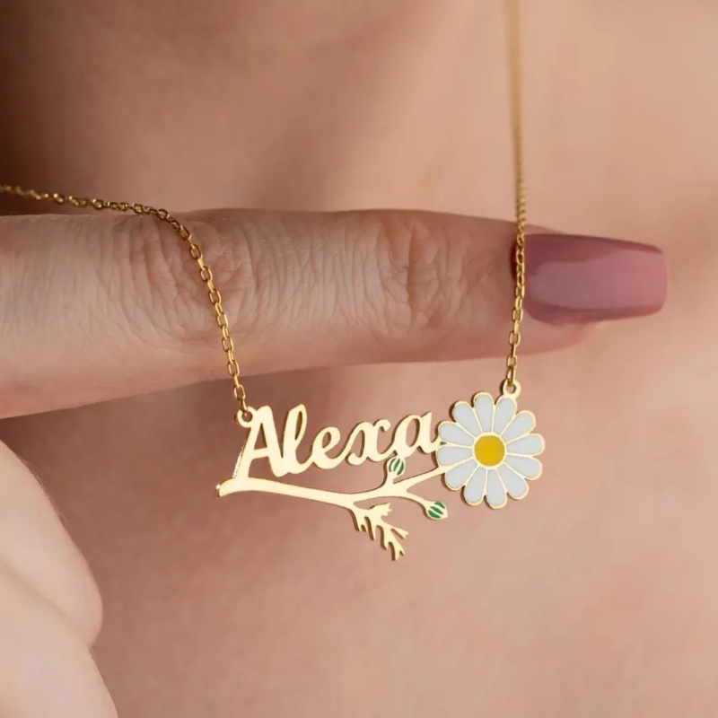 Personalizowany kolorowy emali – Birth Flower Necklace recenzja i cena