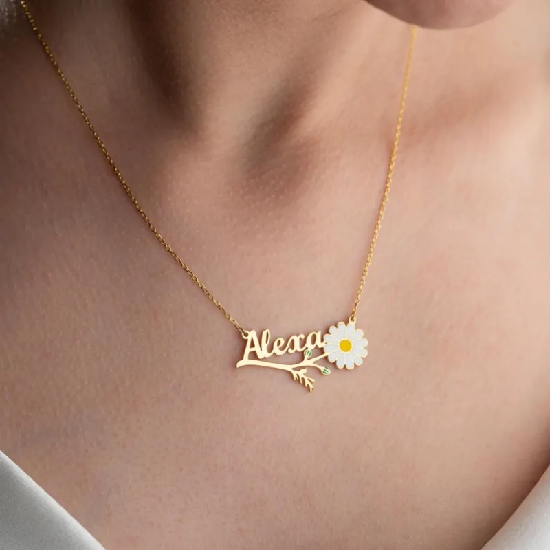 Personalizowany kolorowy emali – Birth Flower Necklace recenzja i cena