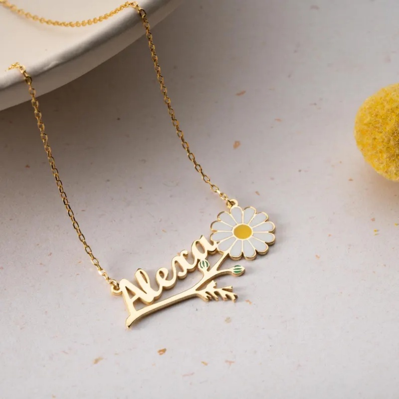 Personalizowany kolorowy emali – Birth Flower Necklace recenzja i cena