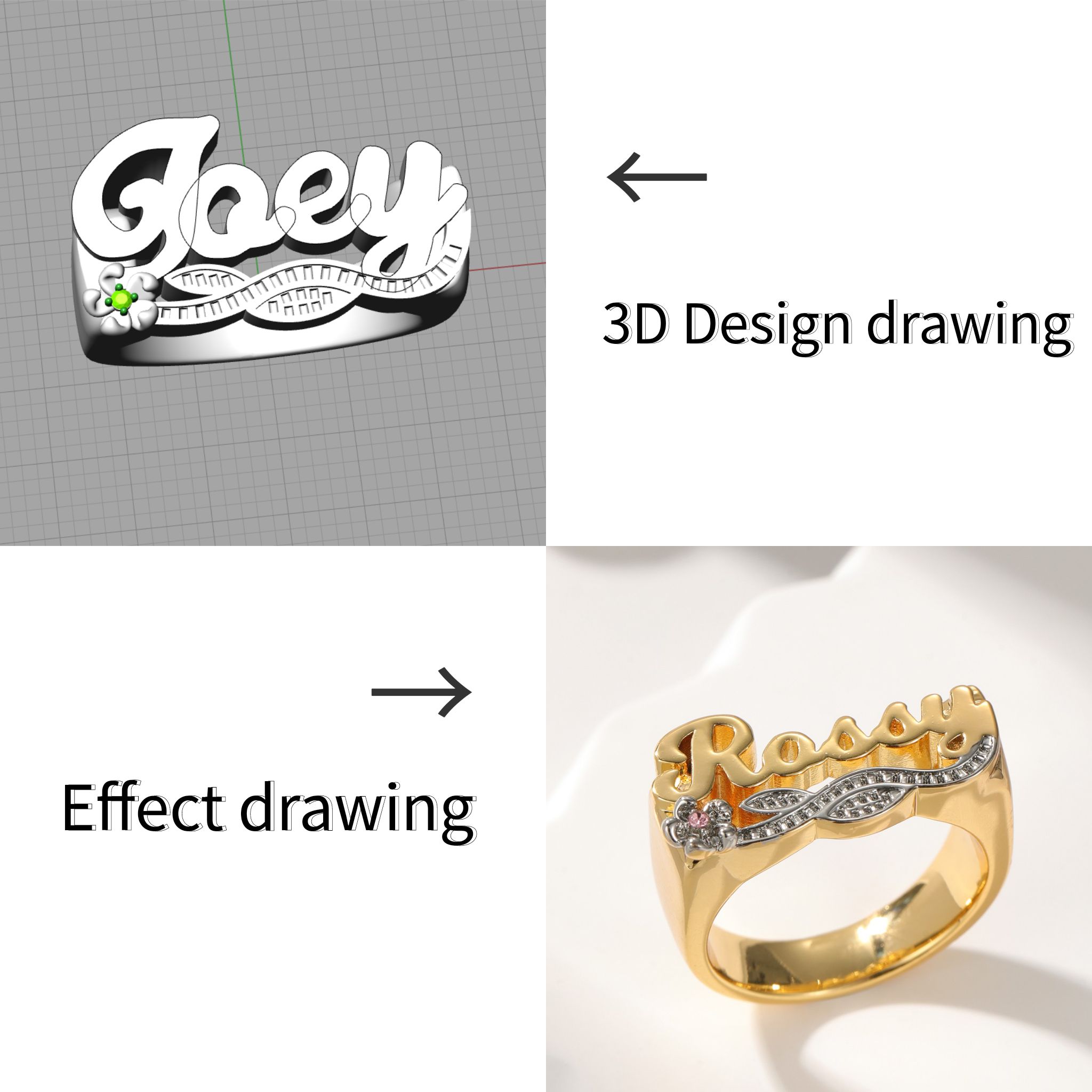 Pierścionek z imieniem 3D, per – Initial Ring Custom recenzja i cena