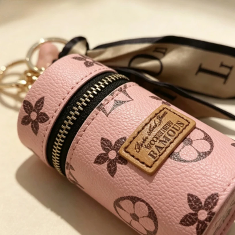 Różowa, kwiatowa, cylindryczna – Monogram Keychain Leather recenzja i cena