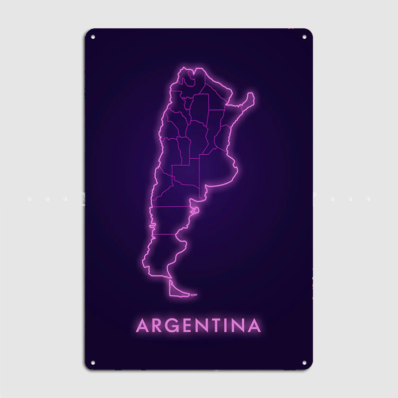 Argentyna Neonowa Mapa Metalow – Custom Map Poster recenzja i cena